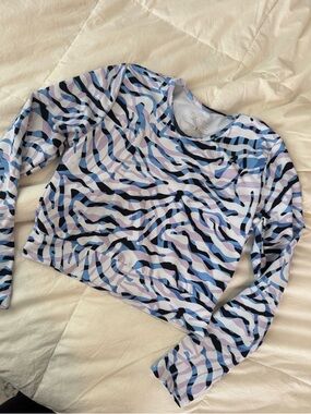 SKATIE SWIMWEAR Abstract Wave Long Sleeve Crop Top / Rash guard